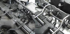 fuel injector leaks before and after fuel injector repair